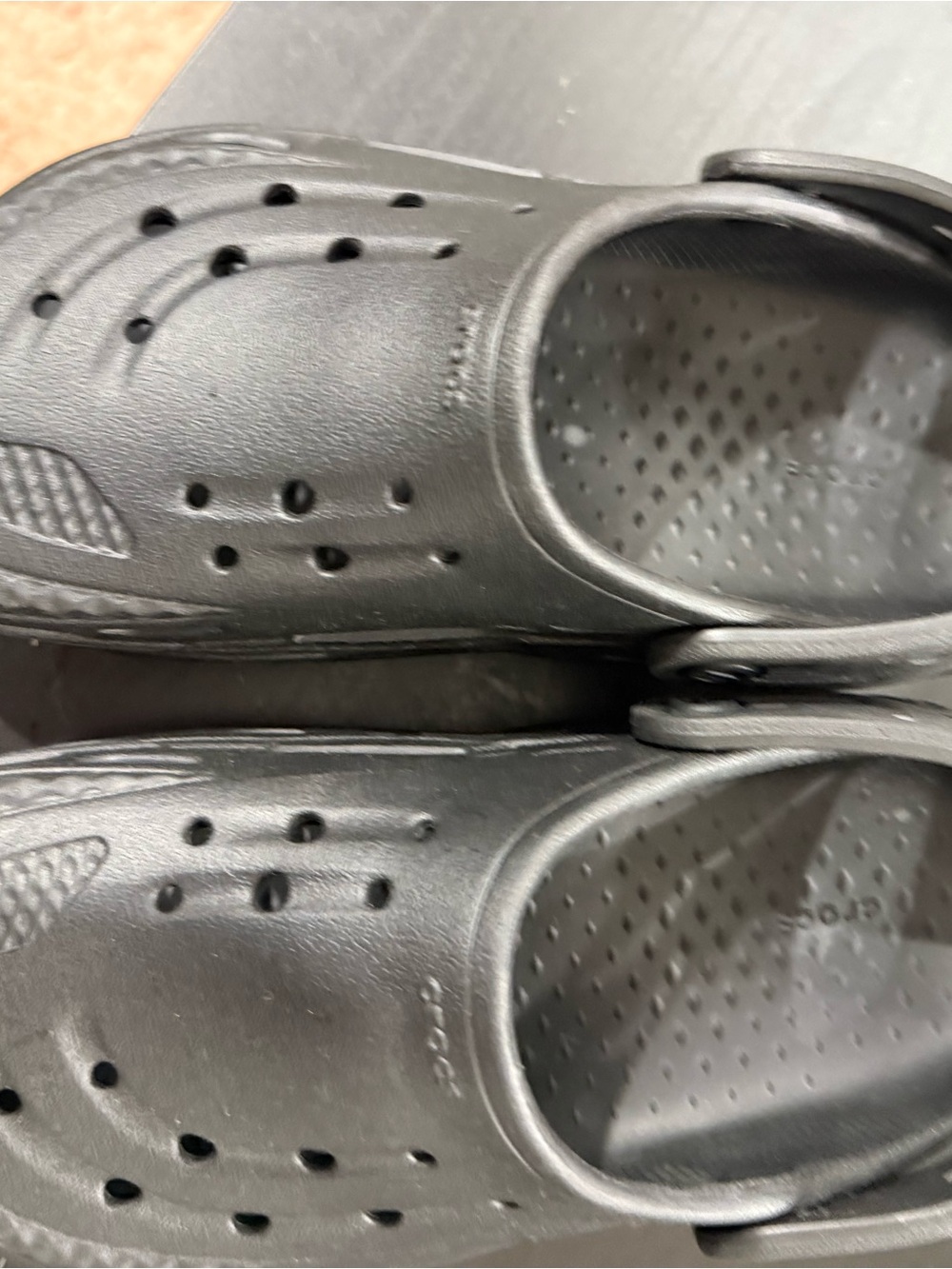 Boys size 4 black slip on crocs